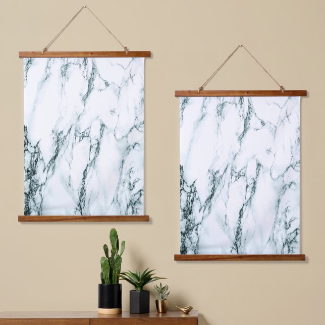 Dark Turquoise Vein Marble Look Hanging Tapestry (Asymmetrical)