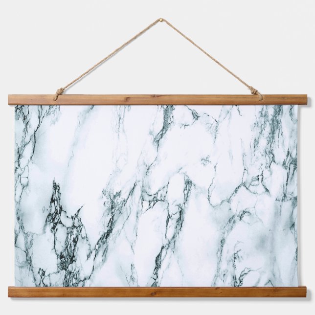 Dark Turquoise Vein Marble Look Hanging Tapestry (Front)