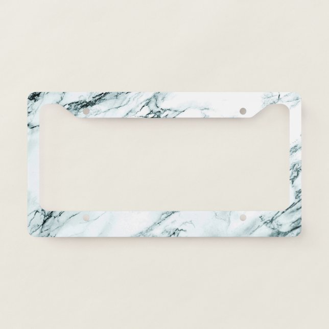 Dark Turquoise Vein Marble Look License Plate Frame (Front)
