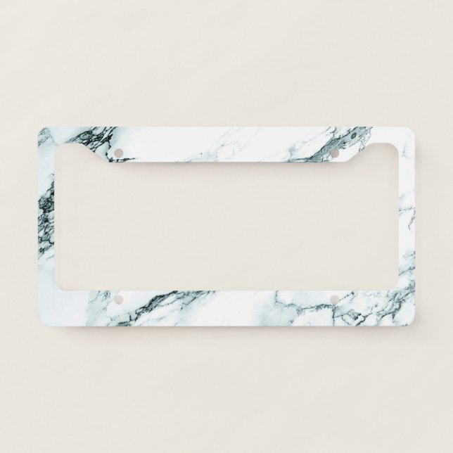 Dark Turquoise Vein Marble Look License Plate Frame (Front)