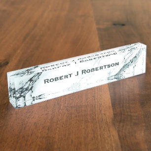 Dark Turquoise Vein Marble Look Personalized Name Plate