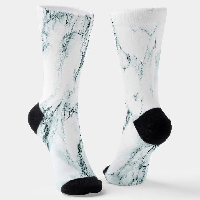 Dark Turquoise Vein Marble Look Socks (Angled)