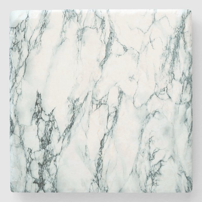 Dark Turquoise Vein Marble Look Stone Coaster (Front)