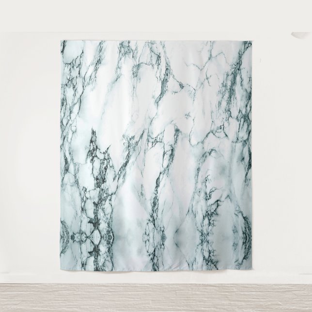 Dark Turquoise Vein Marble Look Tapestry (Front)
