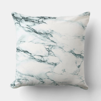 Dark Turquoise Vein Marble Look Throw Pillow