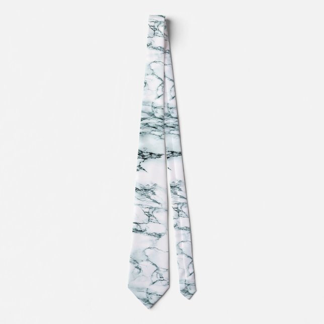 Dark Turquoise Vein Marble Look Tie (Front)