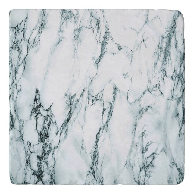 Dark Turquoise Vein Marble Look Trivet (Front)