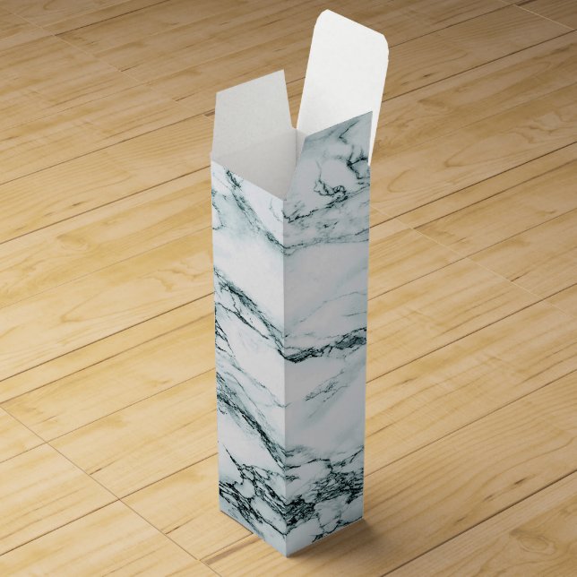 Dark Turquoise Vein Marble Look Wine Gift Box (Opened)