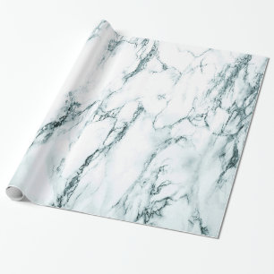Dark Turquoise Vein Marble Look Wrapping Paper