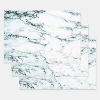 Dark Turquoise Vein Marble Look Wrapping Paper Sheets