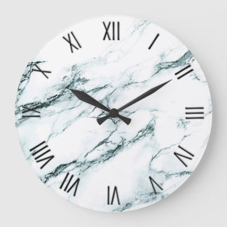 Dark Turquoise Vein Marble w Roman Numerals Large Clock