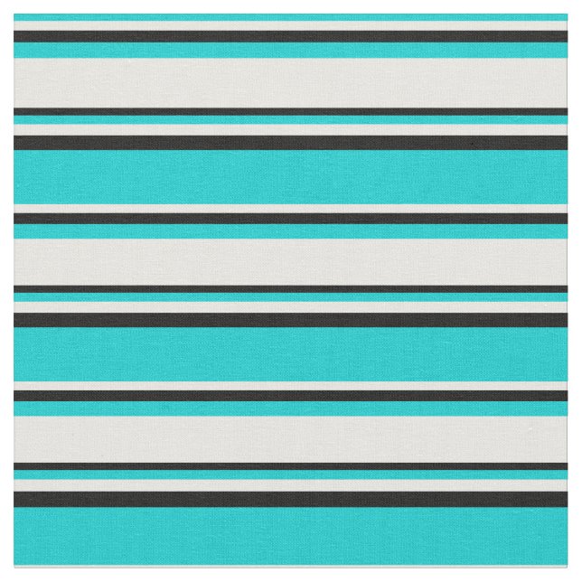 Dark Turquoise, White, and Black Lines Fabric (Close Up)