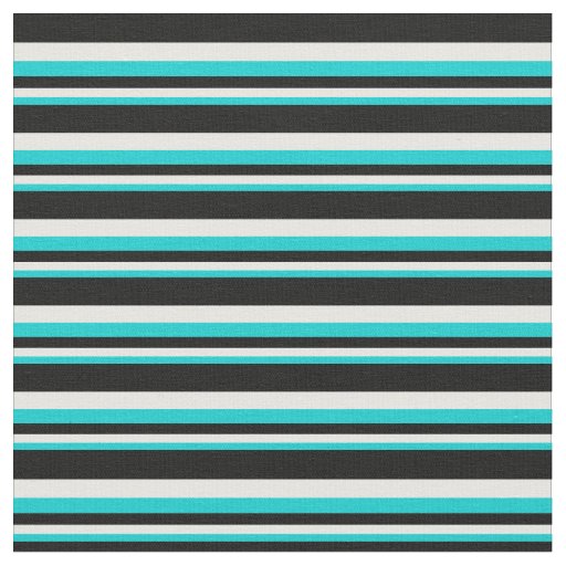 Dark Turquoise, White & Black Pattern Fabric