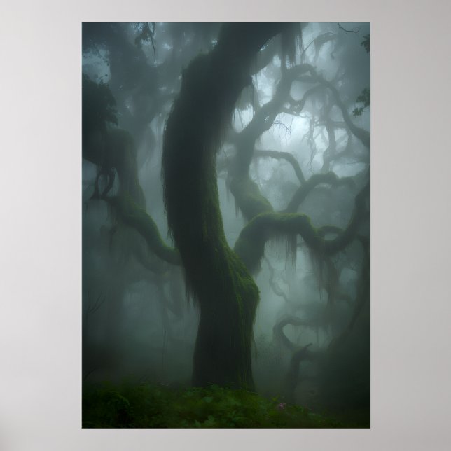 Dark Twisted Trees Haunted Misty Forest Poster (Front)