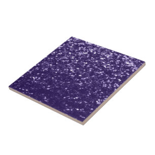 Dark ultra violet purple glitter sparkles ceramic tile