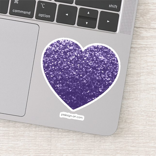 Dark ultra violet purple glitter sparkles heart sticker (Detail)