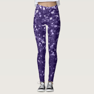Dark ultra violet purple glitter sparkles leggings