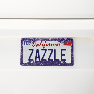 Dark ultra violet purple glitter sparkles license plate frame