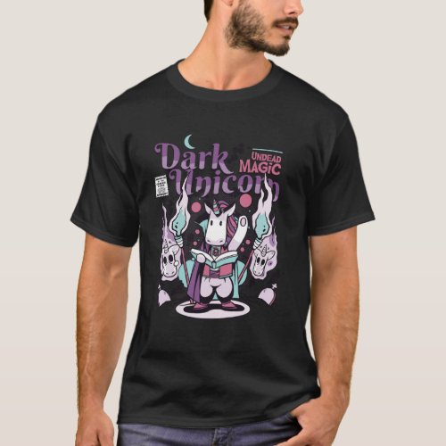 Dark Undead Black Magic Funny Goth Unicorn Pullove T_Shirt