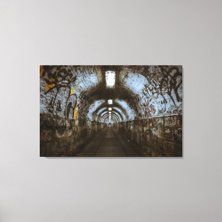 Dark underground tunnel canvas print