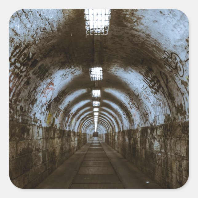 Dark underground tunnel square sticker (Front)