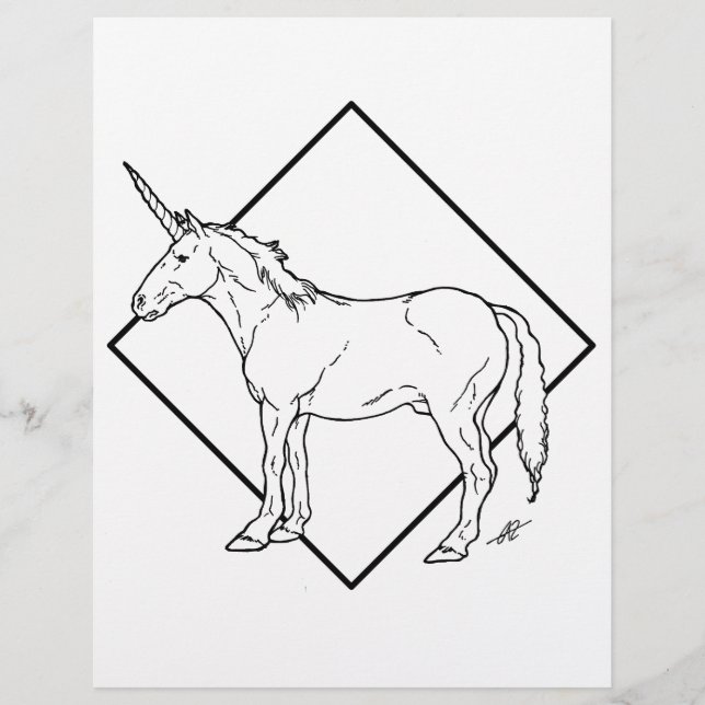 Dark Unicorn - Coloring Page. (Front)