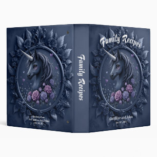 Dark Unicorn Portrait in a Round Frame 3 Ring Binder