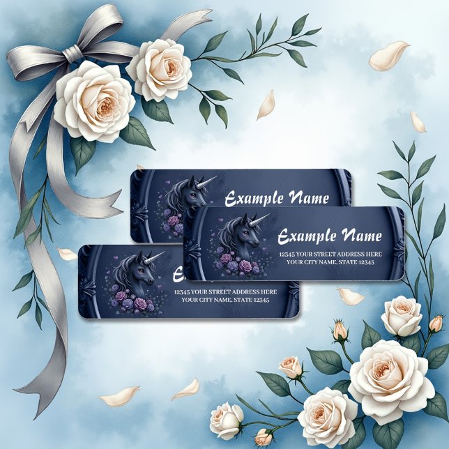 Dark Unicorn Portrait in a Round Frame  Label (Creator Uploaded)