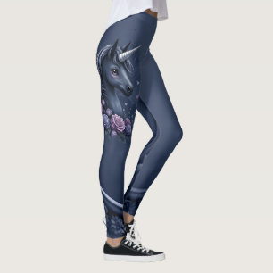 Dark Unicorn Portrait in a Round Frame  Leggings