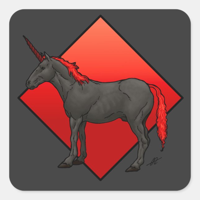 Dark Unicorn Square Sticker (Front)