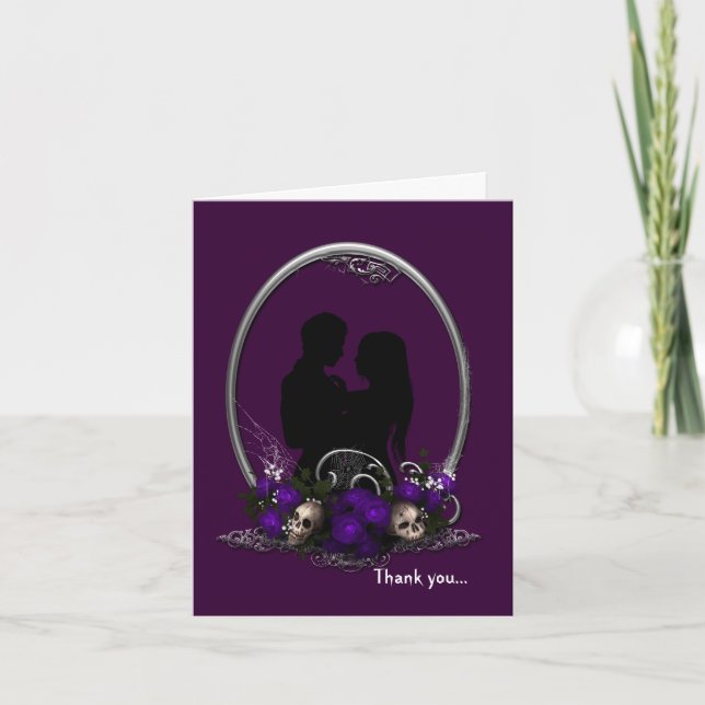Dark Union Vampire Goth Wedding Letterpress Thank You Card (Front)