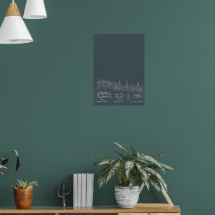 Dark Urban Blueprint City Poster