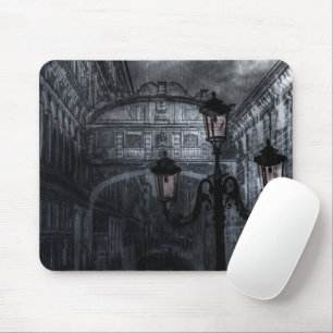 Dark Venice Rain Bridge of Sighs at Night Mouse Pad