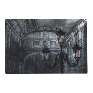 Dark Venice Rain Bridge of Sighs at Night Placemat