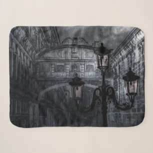Dark Venice Rain Bridge of Sighs at Night Sherpa Blanket