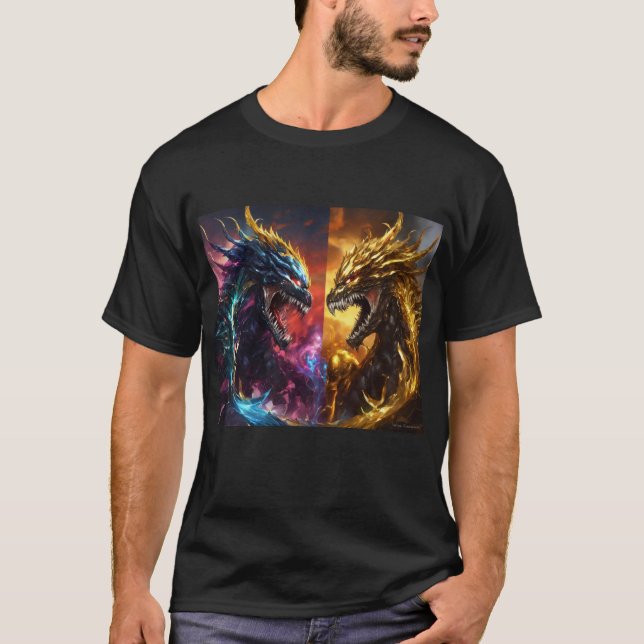 dark venom vs Chrome and gold silver god rainbow T-Shirt (Front)