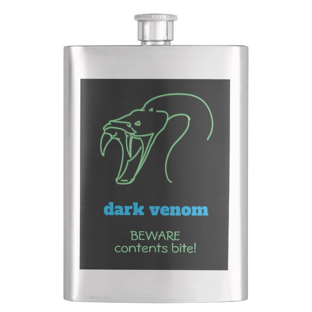 Dark Venom with Bite - Snake Head and Fangs Flask (Front)