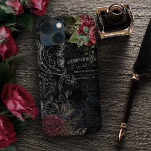 Dark Victorian French Rose Ephemera  iPhone 13 Mini Case