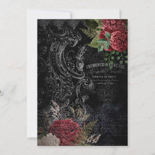 Dark Victorian French Rose Ephemera Note Card