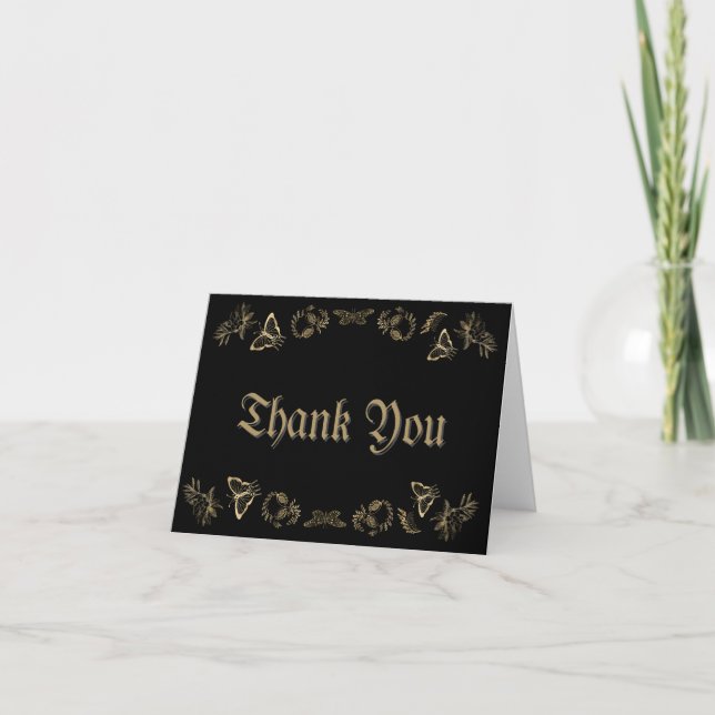 Dark Victorian Gothic Diaper Raffle Baby Shower  Thank You Card (Front)