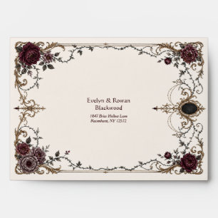 Dark Victorian Gothic Floral Addressed Wedding Envelope