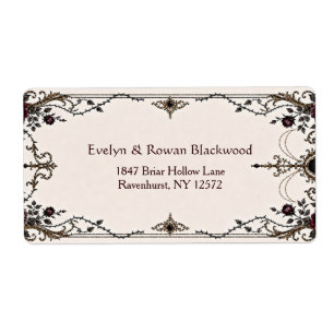 Dark Victorian Gothic Floral Wedding Address Label