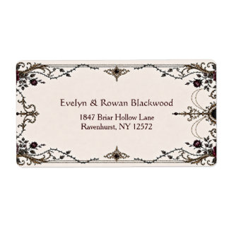 Dark Victorian Gothic Floral Wedding Address Label