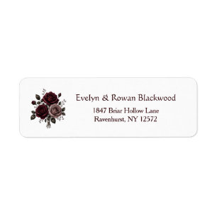 Dark Victorian Gothic Floral Wedding Address Label