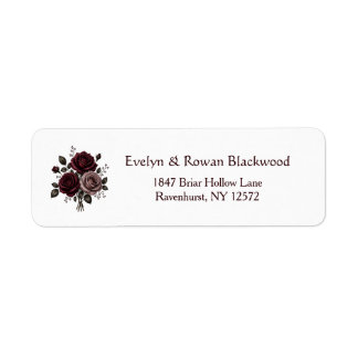 Dark Victorian Gothic Floral Wedding Address Label