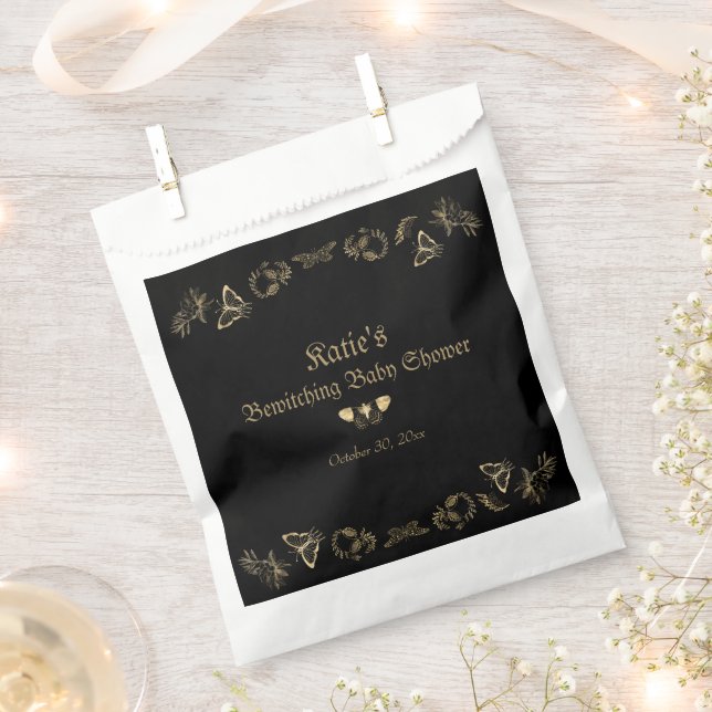Dark Victorian Gothic Halloween Baby Shower  Favor Bag (Clipped)