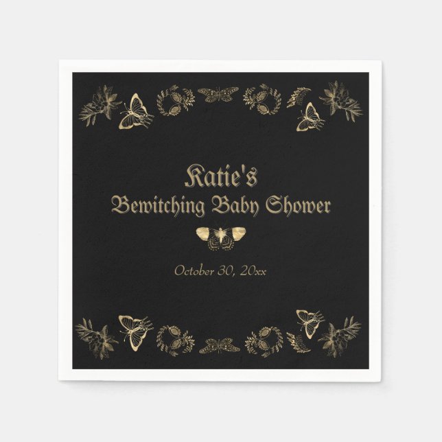Dark Victorian Gothic Halloween Baby Shower Napkins (Front)