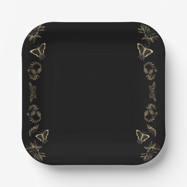 Dark Victorian Gothic Halloween Party Paper Plates (Front)