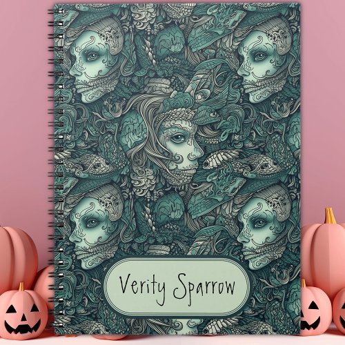 Dark Victorian Gothic Zombie Mermaid Personalized Notebook