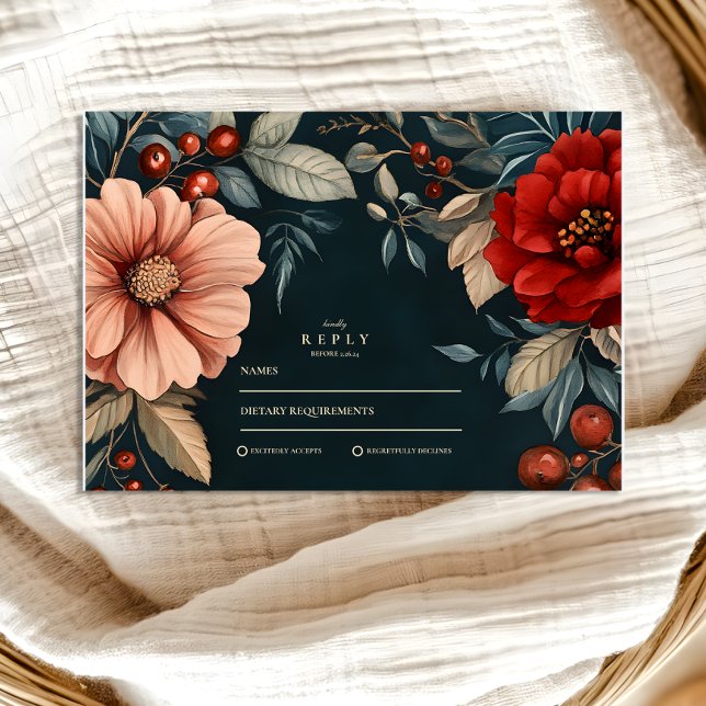 Dark Victorian Romance Wedding RSVP Card (Creator Uploaded)